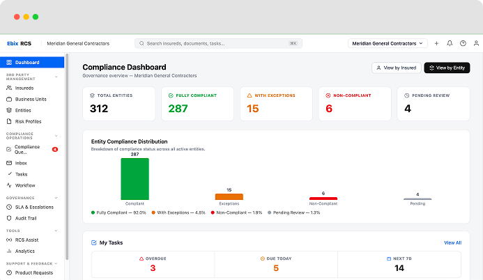 Ebix COI compliance dashboard